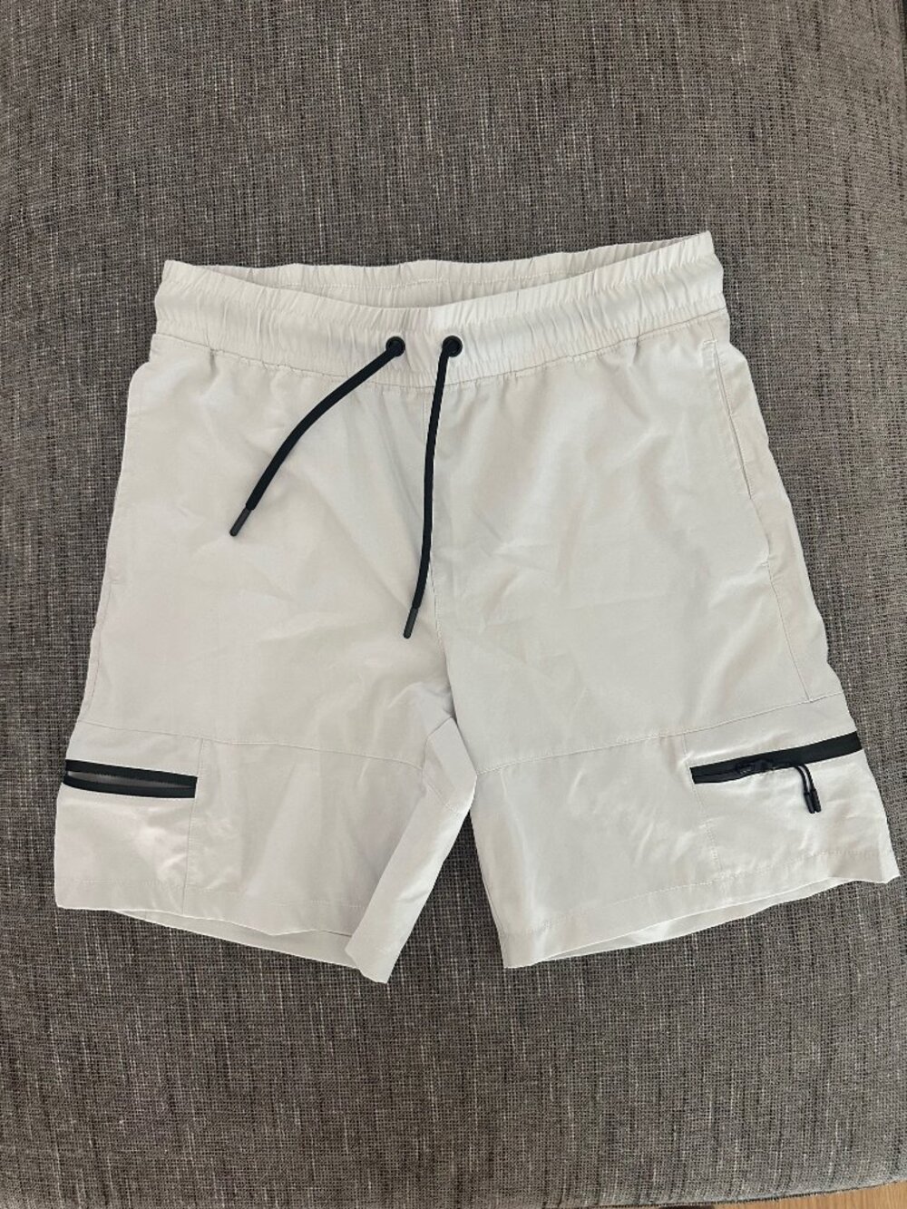 Thletex Men's White Gym Shorts Zipper Pockets Size Small - Nike Style
